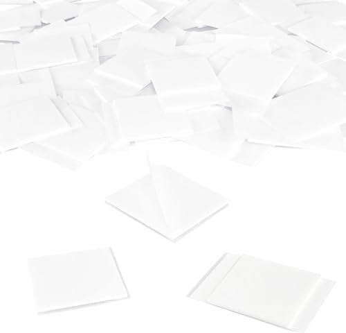 KLEBESHOP24 Klebestrips quadratisch 1 mm Dicke, 30 x 30 mm, 100 Stück | weiß, doppelseitig stark klebend