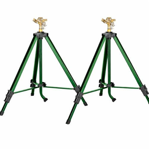 Orbit – Lot de 2 arroseurs à percussion en laiton robuste de 1,27 cm sur base trépied réglable en métal de 55,9 à 121,9 cm