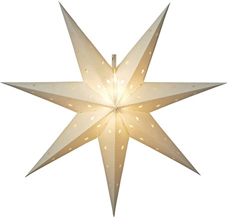 LED Weihnachtsstern Alice von Star Trading, 3D Stern Weihnachten für außen aus Kunststoff in Weiß mit Timer, Dekostern warmweiß zum Aufhängen, batteriebetrieben, Ø: 60 cm, IP44