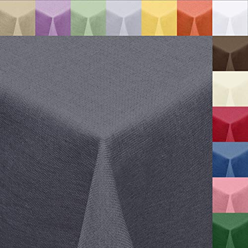 Textil Tischdecke Leinen-Optik 130x220cm eckig mit Fleck-Schutz grau *trocknergeeignet* Farbe wählbar