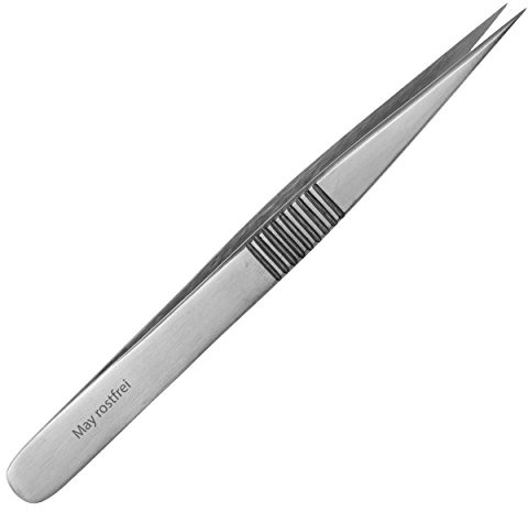 May - Technische Pinzette spitz - Modellbau Pinzette - Uhrmacherpinzette - Elektriker Pinzette - Feinmechaniker Pinzette - Edelstahl