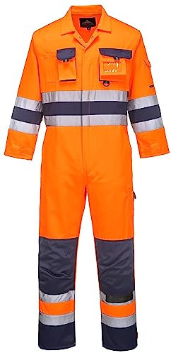 Portwest TX55 Hommes Nantes Combinaison de Travail à Haute Visibilité Réfléchissante Combinaison de Sécurité Classe 3 Orange/Marine, XXL