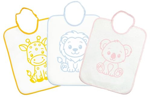 Bubabù Bav130 Pack de 6 baberos dragón para niños, plastificados con elástico, 31 x 38 cm