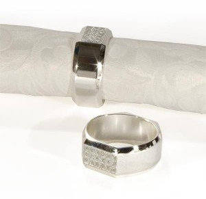 Zilverstad 7770261 Serviettenring Silver Diamond, 4er Set, Zink-Legierung, silberfarben, 5 x 5 x 2.1 cm