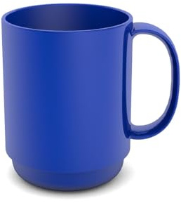 Ornamin Becher mit Henkel 300 ml blau (Modell 1105) / Mehrweg-Becher Kunststoff, Kaffeebecher, 8 x 8 x 10 cm