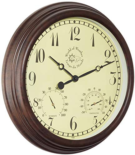 Esschert Design Wanduhr, Gartenuhr aus Kunststoff, rund, ca. 38 cm x 6,1 cm x 38 cm