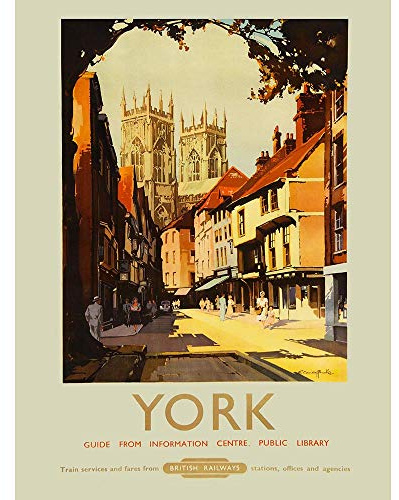 Wee Blue Coo Travel York England UK Cathedral Minster Shambles Rail Train Art Print Poster Wall Decor 12X16 Inch