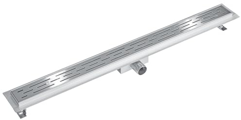 tectake® Caniveau Douche Italienne Siphon Douche Sol d'évacuation en Acier Inoxydable 90 cm Grille caniveau Anti Odeur Accessoire Douche Grille de Douche Sol Salle de Bain