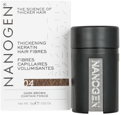 Nanogen Hair Fibres Dark Brown, Root Touch Up, 15g | Keratin Texture Powder Adds Volume and Thickness for Fine or Thinning Scalps, Instant Bald Spot Concealer
