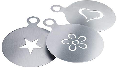 Westmark Set con stencil decorativi, 3 pezzi, 3 motivi diversi, Cappuccino, ø 10 cm, Acciaio inox, 62862260
