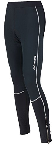Airtracks Herren Thermo Fahrradhose Lang Pro Winter Radhose Windstopper Radlerhose Gepolstert -schwarz-Silber - S