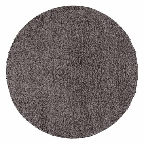 Carpetsale24 Shaggy Hochflor Teppich 200 cm Rund Taupe weich flauschig modern einfarbig Perfekt als zentrales Wohnaccessoire für Wohnzimmer Schlafzimmer Flur