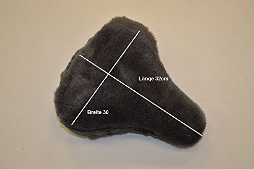 Leibersperger Housse de selle ergomètre / vélo d'appartement - Dessus en peau d'agneau véritable - Extra large - XXL (ardoise) - Longueur jusqu'à 32 cm - Largeur 30 cm - Hauteur de fourrure 20 mm