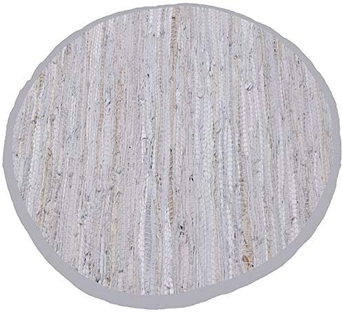 Bestlivings Alfombra de retales redonda, 150 cm, de algodón tejido a mano en piel, color blanco, muchas variaciones