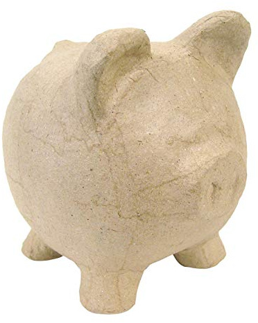 Décopatch AC764C - Un support en papier brun mâché 12x12x12 cm, Tirelire cochon