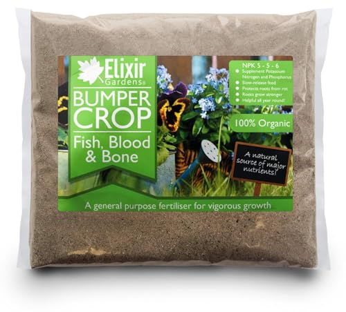 Bumper Crop Blood Fish Bone Fertiliser | 25kg Polythene Bag by Elixir Gardens | Treats over 350sqm