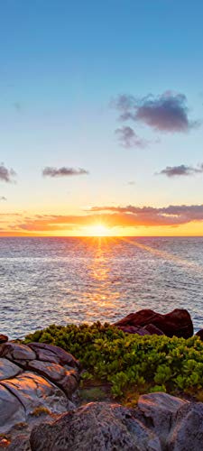 Bilderdepot24 Türtapete Küstenlinie von Maui 90 x 200 cm - einteilig Türaufkleber Türfolie Türposter - Sommer Sonne Meer Ozean Hawaii