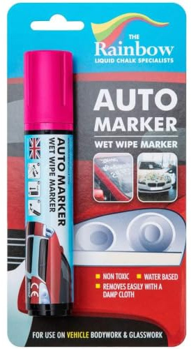Window Markers for Glass Washable Car Window Paint Pen- Dry Erase Liquid Chalk Marker Car Decorations on All Surfaces, Tire, Windshield - Auto Marker, Autowriter, Rain Resistant (Pink, Jumbo Tip)