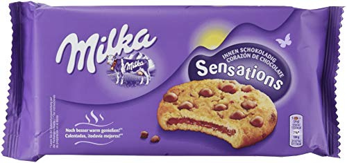 Milka Sensations Innen Schokoladig - Cookie mit Schokostückchen und Schokoladencrèmefüllung - 12 x 156g