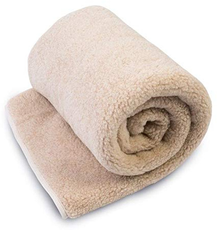 Merino Wool Leichte Überwurfdecke, 100 % Wolle, mit Wollmarkierung (Beige, 140 x 100 cm)