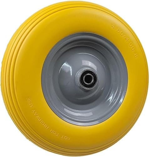 HKB PU-Schubkarrenrad mit Kugellager, 4.80/4.00-8, Stahlfelge, Rillenkugellager, pannensicher, PU Schaum, Achsen-∅ 20mm, Nabenbreite 75mm