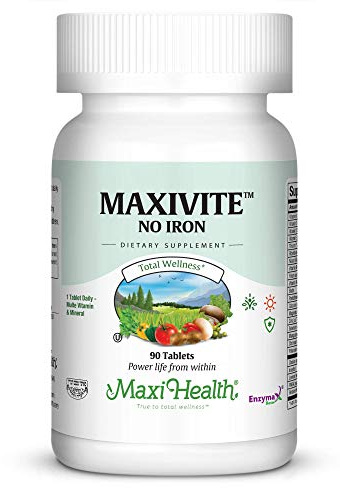 MaxiVite - No Iron - One a Day Multi Vitamin, 90 Tabs - Gluten Free - Kosher