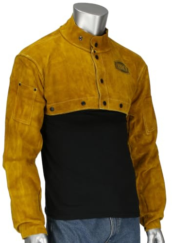 IRONCAT 7000 Cowhide Leather Welding Cape Sleeve - Golden Yellow, Large Size Cape Jacket with Heat Resistance. Welding Gears