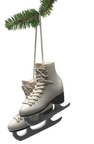 Abbott Collection Resin Figure Skates Ornament, Ivory