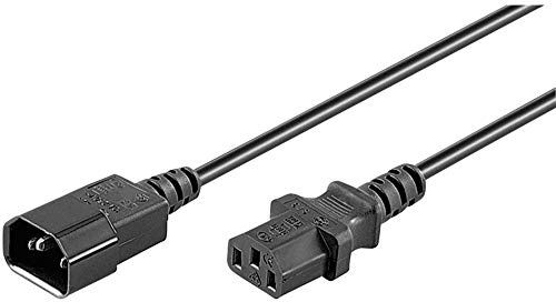 Kaltgerätekabel Verlängerung 1 m, C14 Stecker auf C13 Buchse, Schwarz
