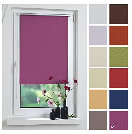 Liedeco® Rollo Klemmfix Thermobeschichtet - 80 x 200 cm Fuchsia (B x H) / lichtundurchlässig verdunkelnd stufenlos verstellbar/kein Bohren; Klemmen/Klemmfix Rollo Sonnenschutz Sichtschutz