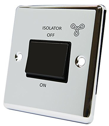 AET CPCFANBL 10 A 3 Pole Classical Chrome Polished Fan Isolator with Black Insert Plastic Rocker Switch