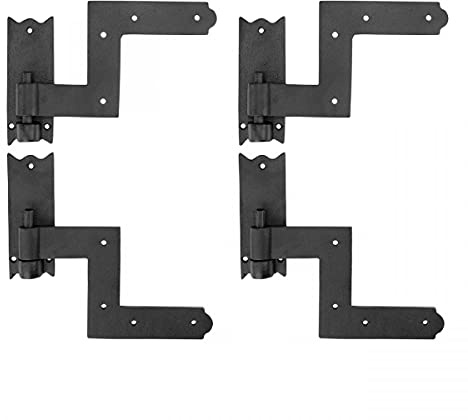 Renovators Supply Manufacturing - Heavy-Duty Black Wrought Iron Shutter Lift Off Pintle Hinges Colonial Pin Reversible for Doors, Window and Shutters with Hardware 6 1/2 Inches, Pack of 2 Pairs