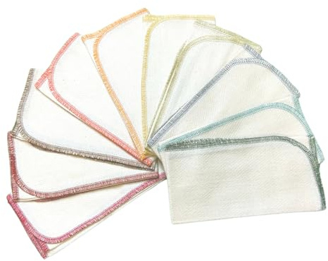 Gina's Soft Cloth Shop 1 Ply Organic Flannel Washable Baby Wipes 8 x 8 Inches Set of 10 Earthtone Assortment. Handmade in The USA!