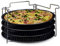 Relaxdays Pizzablech im 4er Set HBT: 20 x 32 x 32 cm Pizzabäcker-Set mit 4 Backblechen und Ständer als Pizza-Backblech und Flammkuchen Blech rundes Pizzabackblech mit Antihaftbeschichtung, anthrazit