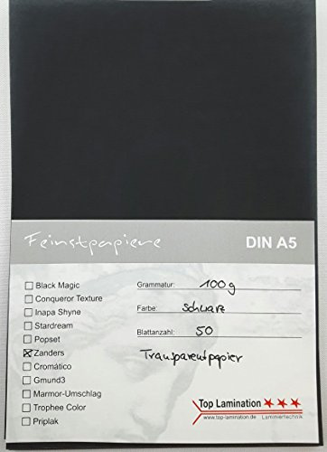 50 Blatt DIN A5 Transparentpapier schwarz 100g/m² sehr gute Qualität