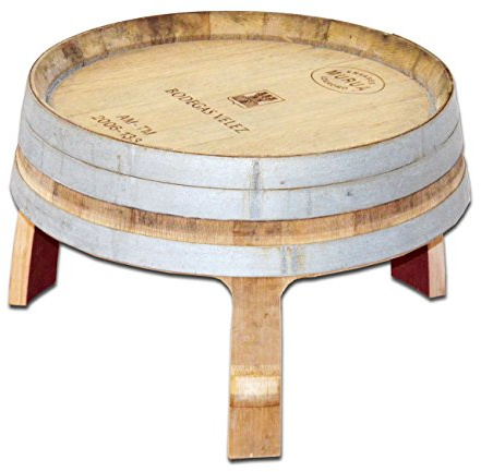 Temesso Beistelltisch, Wohnzimmertisch, Kleiner Tisch aus halbem Weinfass - Höhe 40cm, Durchmesser Oben ca. 56cm