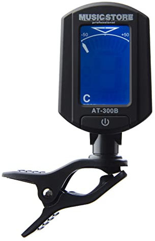 MUSIC STORE Stimmgerät, chromatischer Clip-On Tuner für Gitarre und Bass, 440 Hz Kalibrierung, Zubehör für Gitarre, Display mit Hintergrundbeleuchtung
