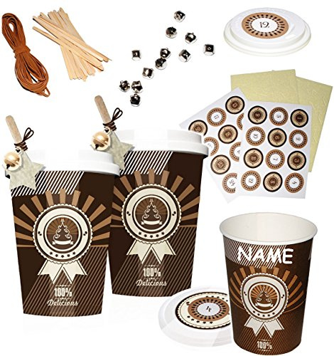 alles-meine.de GmbH Weihnachtskalender - Coffee to go/Glühwein & Kaffee Becher - incl. Name - 24 Stück Boxen/Schachteln zum Befüllen + Zahlenaufkleber - selber Basteln - ..