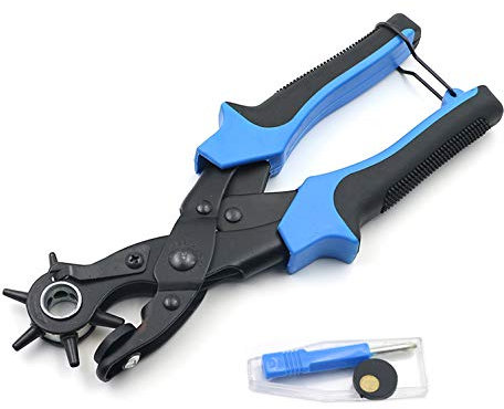 Xrten Alicate Sacabocados para Cinturones y Cuero, Cinturón Agujero Perforadora Alicate Sacabocados para Cuero de 6 Tamaños, Punzones de Agujero para Cinturones Monederos Correas De Reloj Bolso