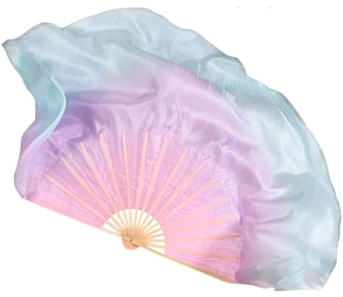 GOBBIS SchleierfäCher,FäCherschleier Bauchtanz Seidenschleier 1 Paar Colorfu tanzende Seidenschleier Tänzerin kurzer Fächer Farbverlauf 16-34 (Color : 86m, Size : 1pcs Right 1pcs Left)