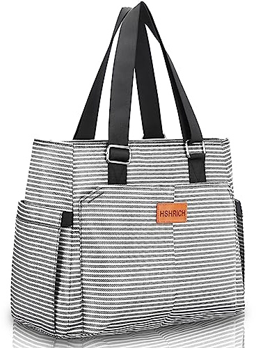 Large Women Lunch Bags/Insulated Adult Lunch Box/Leakproof Cooler Lunch Tote Bag with Storage Pocket. Reusable Lunch Purse for Work Picnic Hiking 12L, Stripe