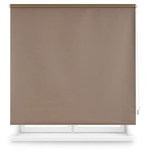 Decorblind Thermo-Verdunkelungsrollo, Maße 140 x 230 x 230 cm, Stoff 137 x 225 cm, einfarbig, Taupe, einfache Installation an Wand oder Decke
