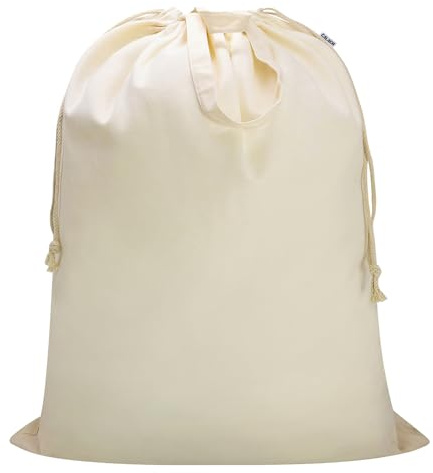 CALACH Canvas Laundry Bag 33Wx 35H, Thick Canvas Laundry Bag with Handles & Drawstring, Extra Large Heavy Duty Washable Basket Liner Hamper Liner Storage Sack (Beige XL, 1 Pack)