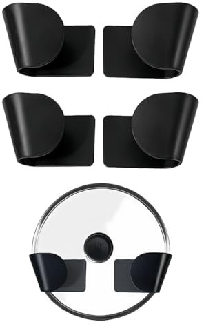 2 Pares Soportes para Tapas de Ollas - Organizador Multifuncional con Gancho Autoadhesivo, Montaje en Pared para Ahorrar Espacio