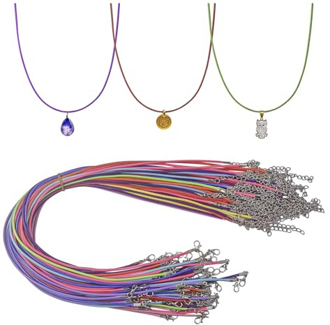 Hevysuo 40 Pezzi Cordino per Collane Cerato,Catena in Cordoncino di Pelle Multicolor,Laccetto Cordoncini per Collana 2mm,per Collane Braccialetti Artigianato Fai da Te
