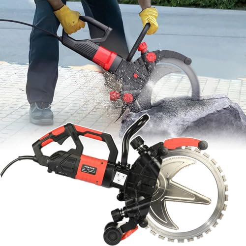 Betonsäge/Betonschneider, 8980 W / 12000 W, mit 12-Zoll-Diamantklinge – 90°-Mehrwinkelschneiden, 2,5 m Netzkabel, schneidet Stahlstangen/Beton/Ziegel/Granit (staubfreier Dualmodus)
