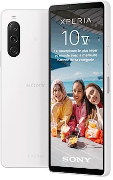 Sony Xperia 10 V - Smartphone Android, 6,1 21:9 OLED - Triple Objectif - Prise Audio 3,5 mm - Android 13-6 Go de RAM - 128 Go de Stockage - Indice IP65/6 - Blanc (Reconditionné)