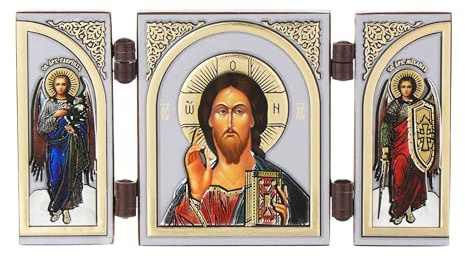 NKlaus Triptychon christliche Ikone Holz, 9,5x5,2x0,6cm Jesus, 1 Stück | christlich; Reisealtar; Jesus Christus; jesus christus icone; B0BMMGRDKH; jesus figur