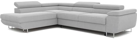 IDOHOME Ecksofa mit Schlaffunktion und Bettkasten Links 274 x 203 cm | 274 x 203 cm, Hoher Sitzkomfort, Verstellbare Kopfstützen, Wohnen und Schlafen, Linke Ausführung