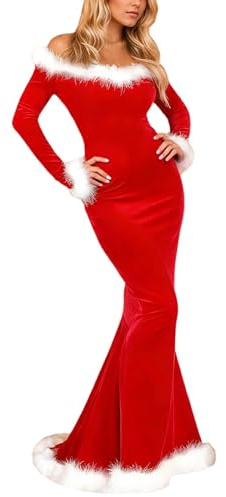 Générique Costume De Père Noël Robe Vêtement Déguisement Mère Noel Deguisement Pere Adulte Professionnel Lingerie Sexy Santa Femme Mere Pour La Fête Cocktail Trapèze (Rouge #1,S)